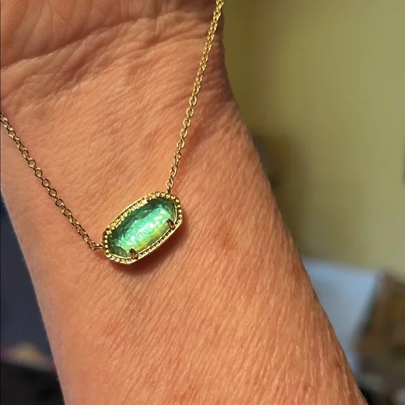 NWT Kendra Scott Gold Tone Necklace with Teal Colored Stone - Picture 6 of 11